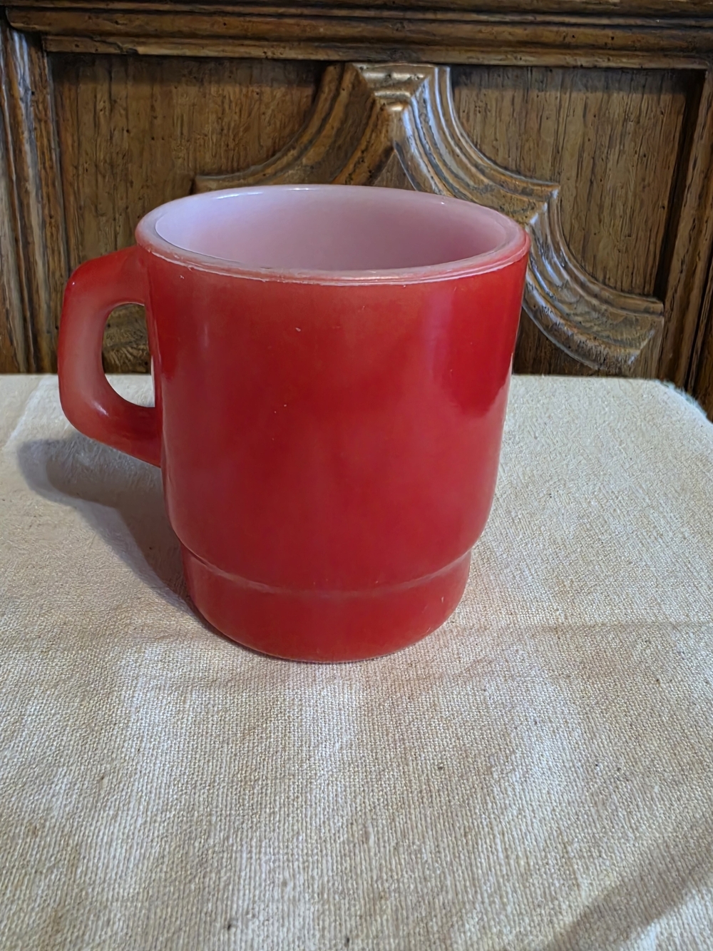 Anchor Hocking Red Glass Mug Vintage Milk Glass